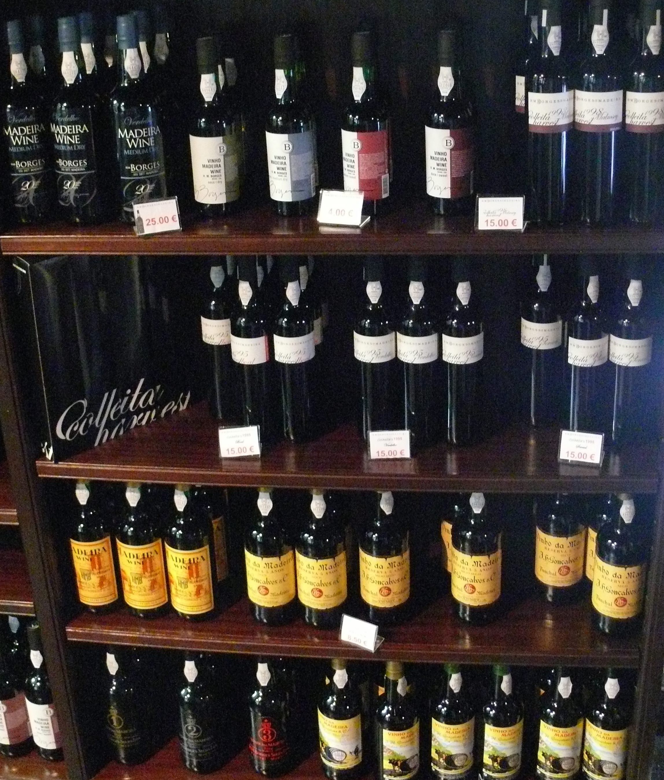 Borges shelves of madeira wine