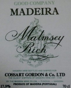 Malmsey, Madeira wine label