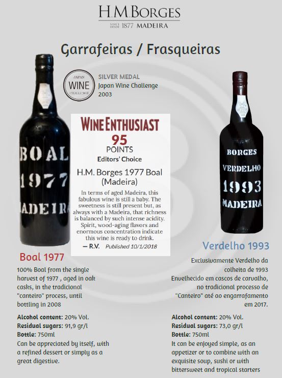 Borges Garrafeiras Madeira wines Boal 1977 and Verdelho 1993