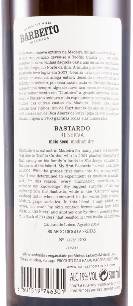 Barbeito Bastardo back label