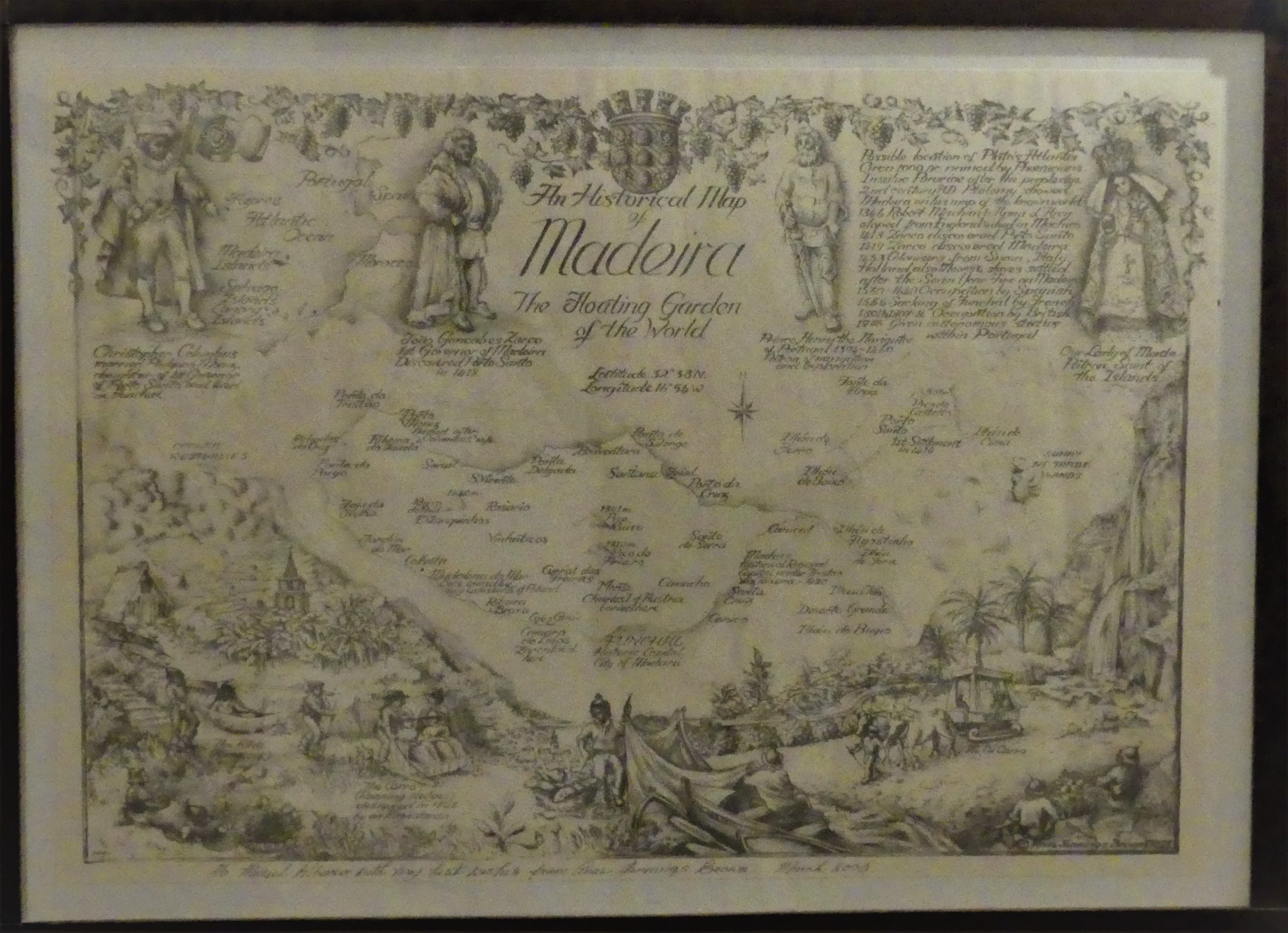 An old Map of Madeira the floating garden (Ritz cafe)