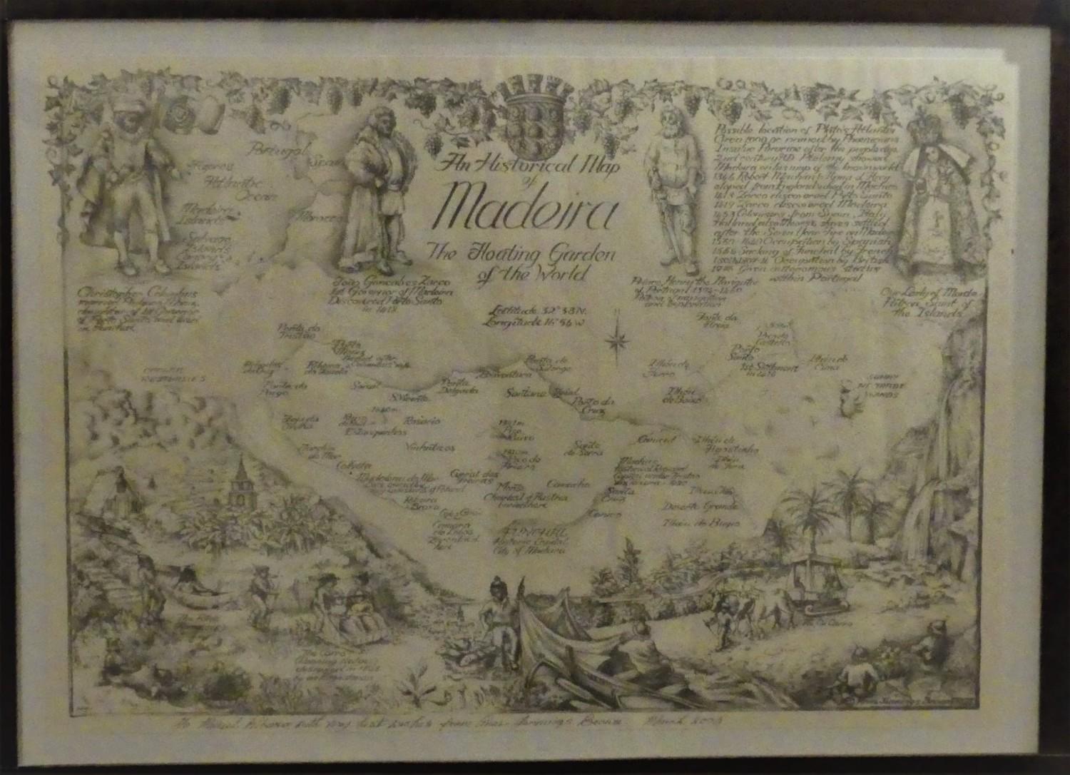 An old Map of Madeira the floating garden.