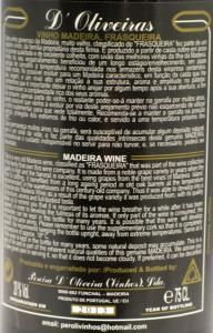 1927 Madeira Bastardo D’Oliveiras back label 