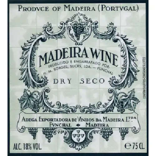 H M Borges seco Madeira label