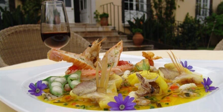 Fish stew with a spring flavours Madeira groupers seafood and shellfish